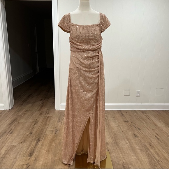 FAERIESTY Embellishment: Rose Gold Sequin Evening Dress - Picture 1 of 16